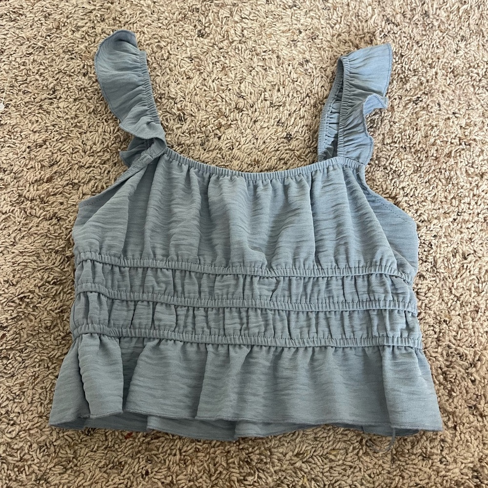 Blue Ruffled Top
